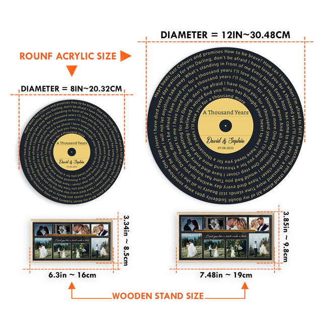 Custom Song Lyrics & Upload Photo, Yellow Style, Acrylic Record