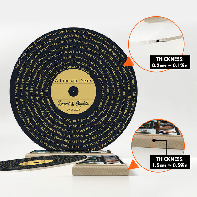 Custom Song Lyrics & Upload Photo, Yellow Style, Acrylic Record