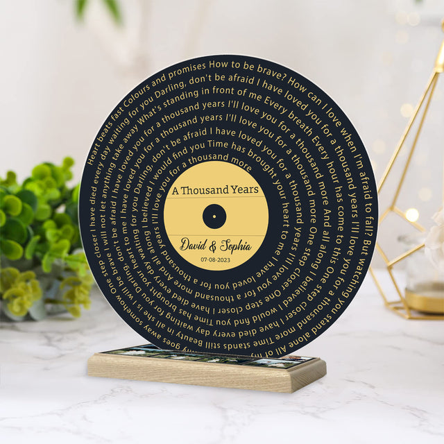 Custom Song Lyrics & Upload Photo, Yellow Style, Acrylic Record