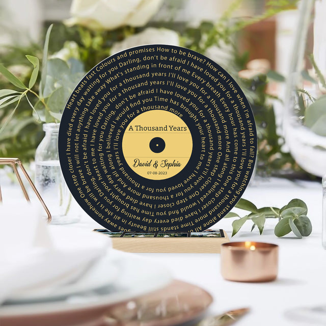 Custom Song Lyrics & Upload Photo, Yellow Style, Acrylic Record