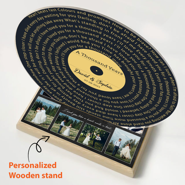 Custom Song Lyrics & Upload Photo, Yellow Style, Acrylic Record