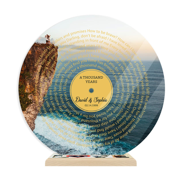 Custom Photo Name Date, Song Lyrics Acrylic Record
