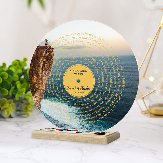 Custom Photo Name Date, Song Lyrics Acrylic Record