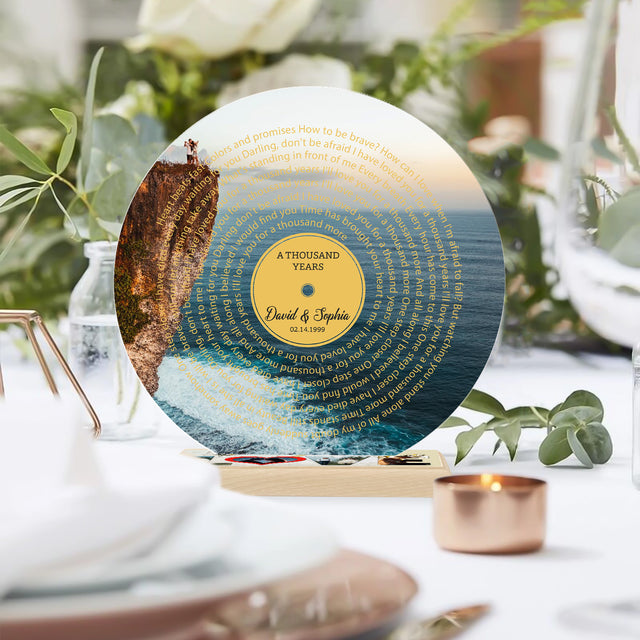 Custom Photo Name Date, Song Lyrics Acrylic Record
