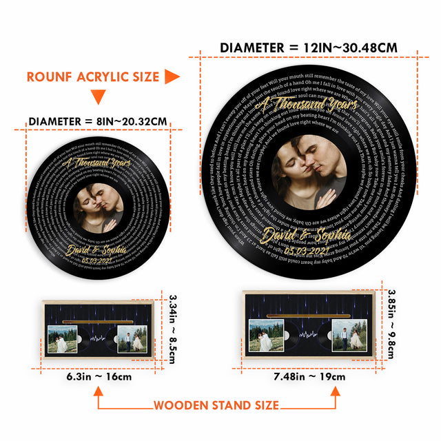 Custom Song Lyrics, Black Vinyl Record, Acrylic Record