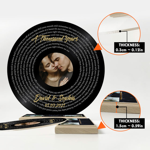 Custom Song Lyrics, Black Vinyl Record, Acrylic Record