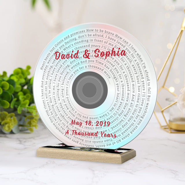 Custom Acrylic Record, Blue Pink White Vinyl Record