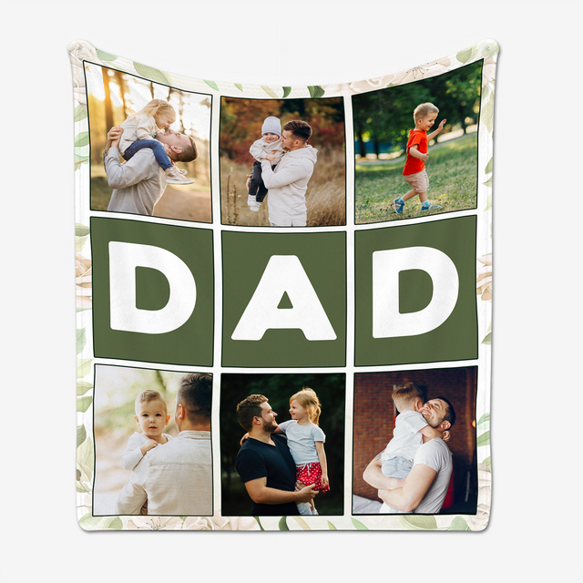 Dad Custom Photo Collage, 6 Pictures Blanket