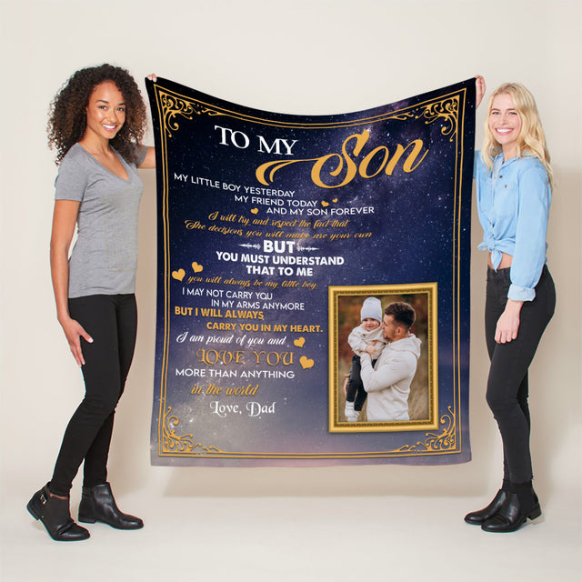 Letter Blanket, Custom Photo, Gift For Son