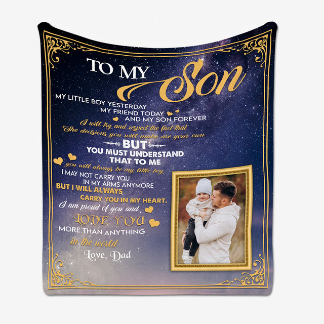 Letter Blanket, Custom Photo, Gift For Son