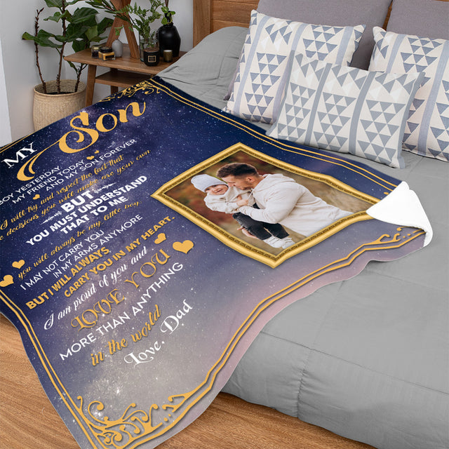 Letter Blanket, Custom Photo, Gift For Son