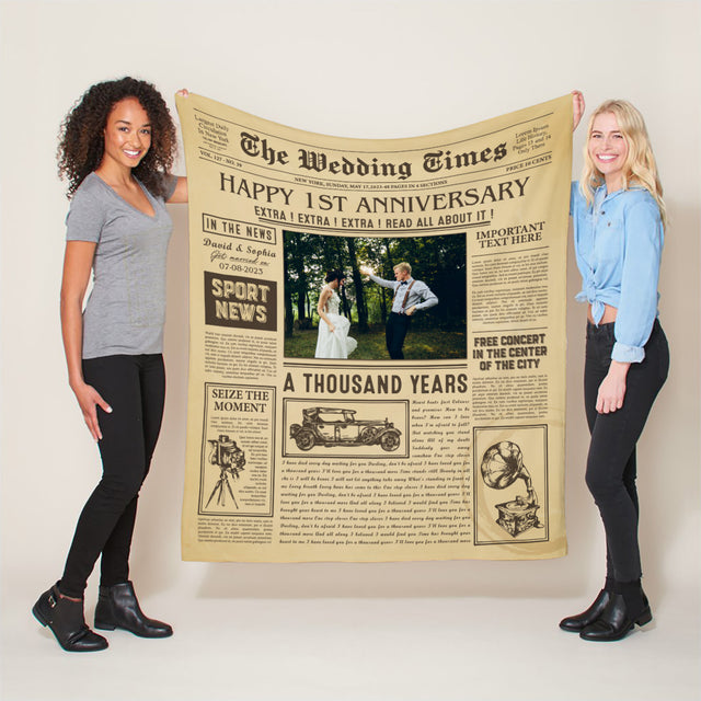 Custom Photo, Happy 1 Year Anniversary Blanket