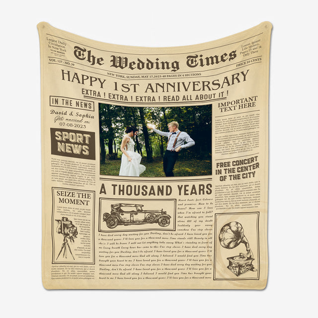 Custom Photo, Happy 1 Year Anniversary Blanket