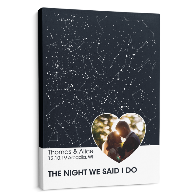 Customizable Star Map Print And Photo, Custom Text White Background Canvas