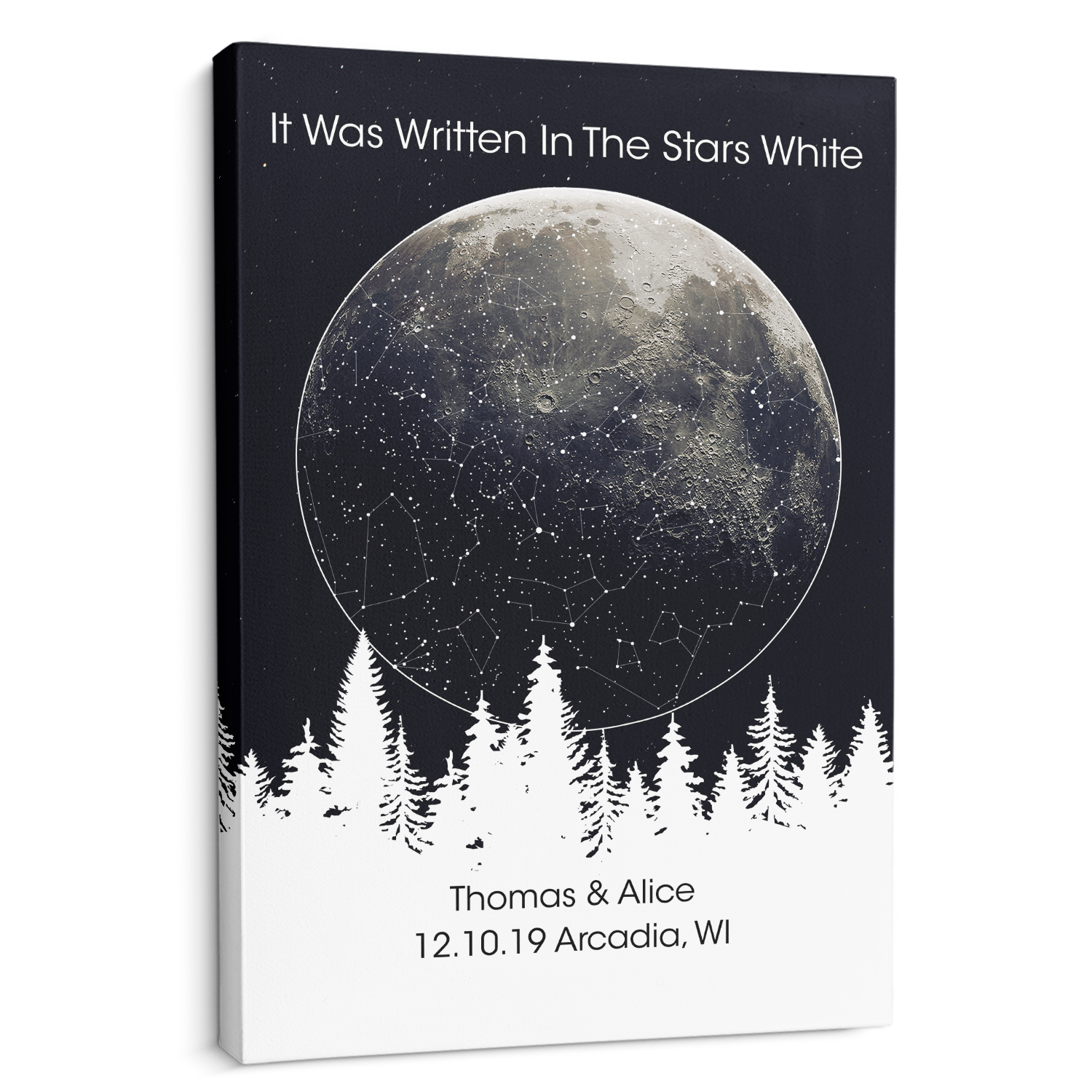 Custom Star Map, Night Sky Moon Background Canvas SM43