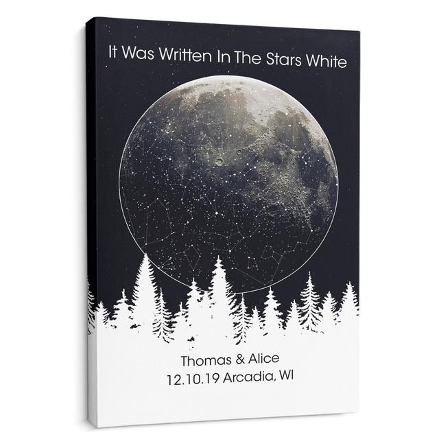 Custom Star Map, Night Sky Moon Background Canvas SM43