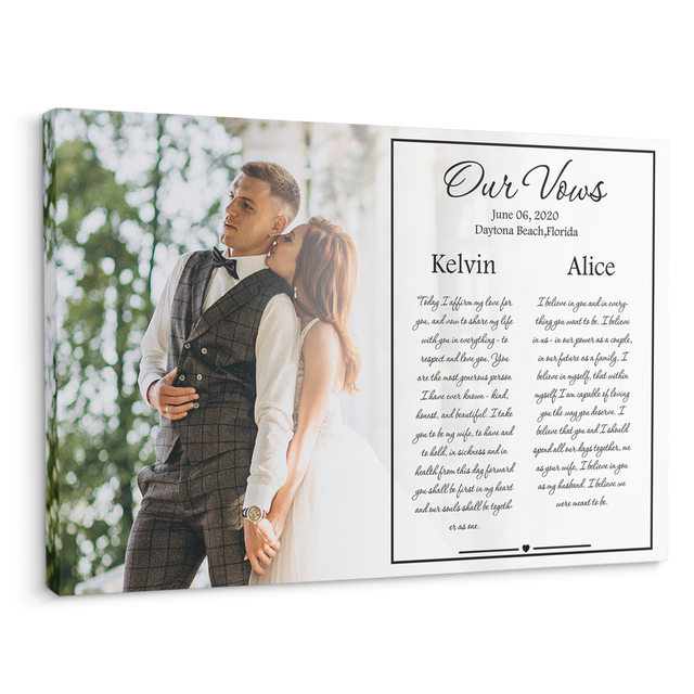 Custom Wedding Canvas, Our Vows and Wedding Photo