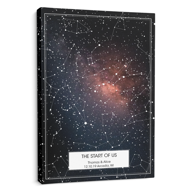 Custom Star Map, Customizable Night Sky Engagement Gift, Valentine's Gift, Anniversary Gift Canvas