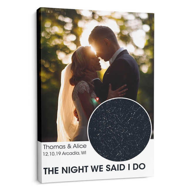 Custom Star Map, Photo And Text Canvas