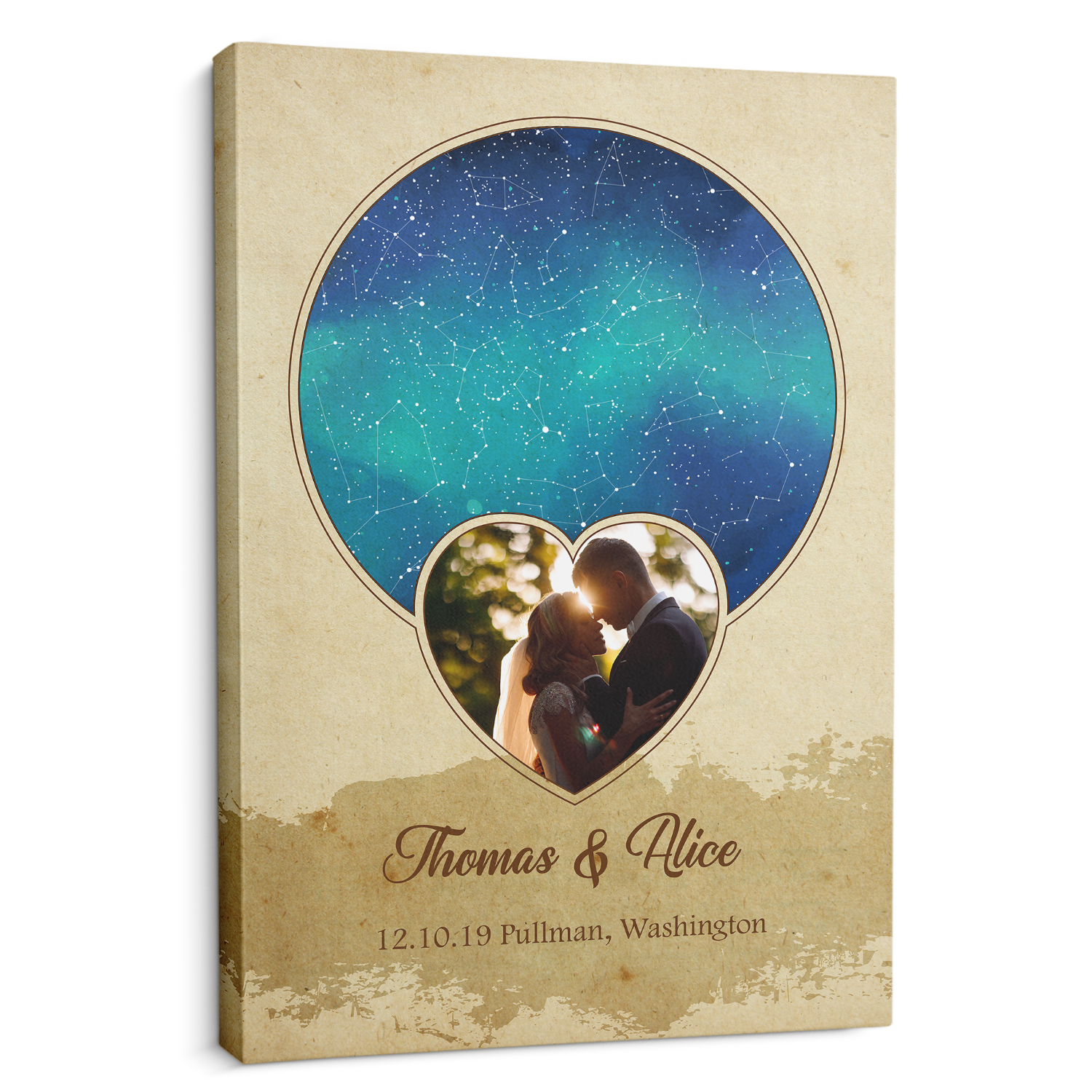 Customizable Night Sky, Custom Star Map, Photo And Text Canvas