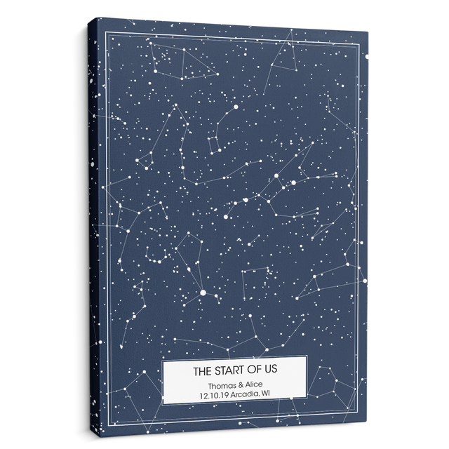 Custom Star Map, Customizable Night Sky Engagement Gift, Valentine's Gift, Anniversary Gift Canvas