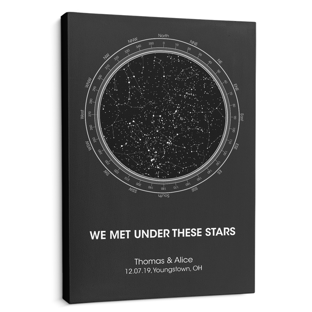 Custom Night Sky And Text Black Background Canvas