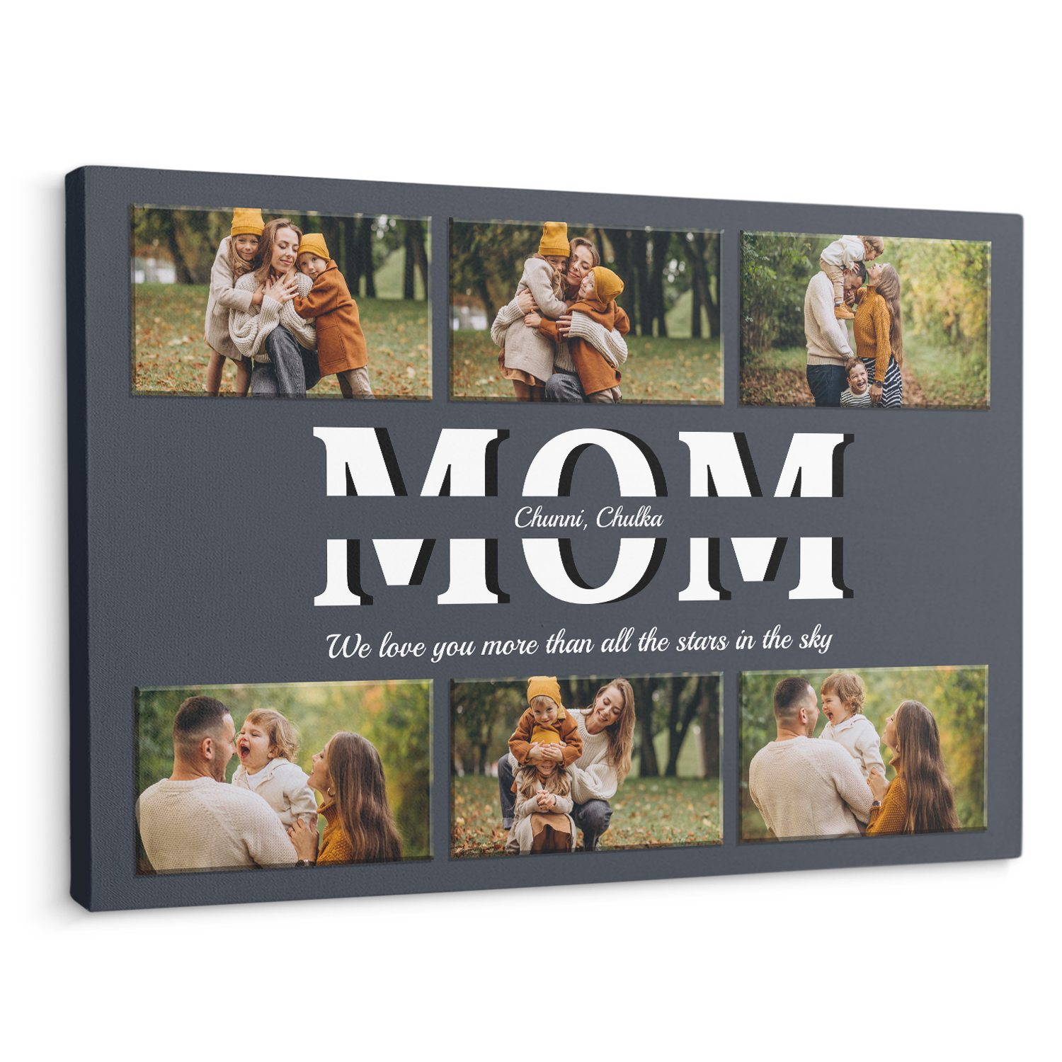 Mom Custom Text and Photo - Customizable Navy Vintage Background Canvas