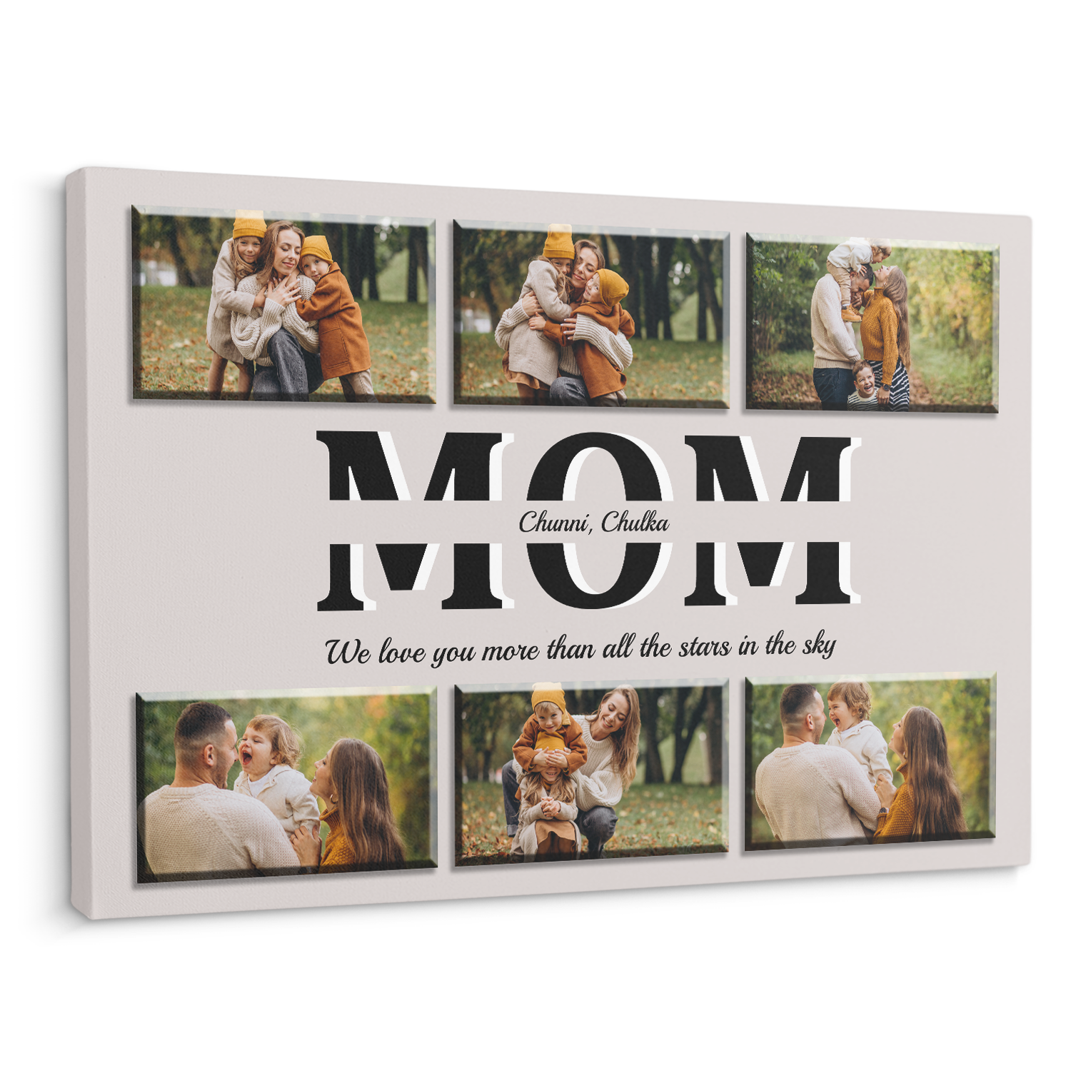 Mom Custom Text and Photo - Customizable Light Grey Background Canvas