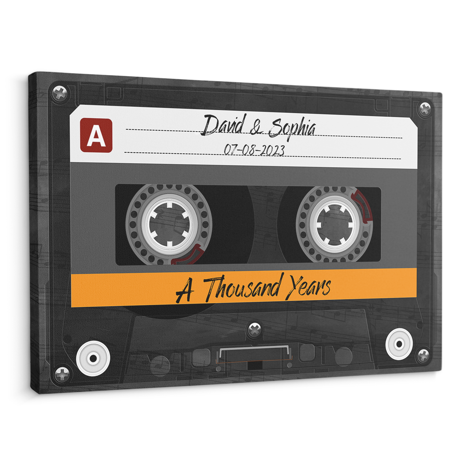 Custom Song Name, Customizable Name And Date Cassette Tape Canvas Wall Art