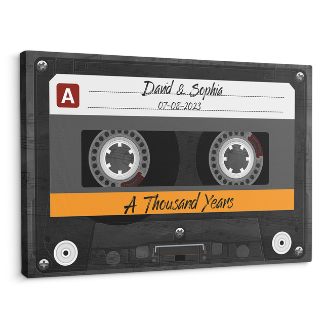 Custom Song Name, Customizable Name And Date Cassette Tape Canvas Wall Art