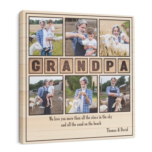 Grandpa, Custom Photo, Customizable Name And Text, Square Canvas