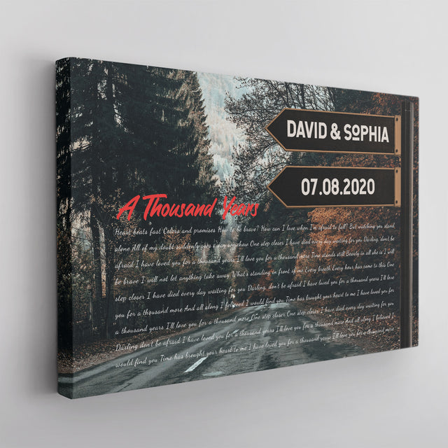 Custom Song Lyrics And Text, Street Sign, Fall Background, Canvas Wall Art
