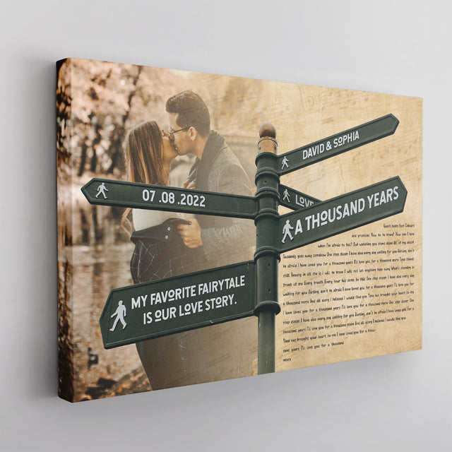 Custom Song Lyrics And Text, Street Sign, Upload Photo, Canvas Wall Art
