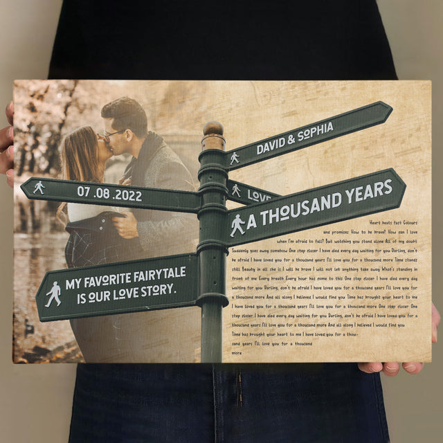 Custom Song Lyrics And Text, Street Sign, Upload Photo, Canvas Wall Art