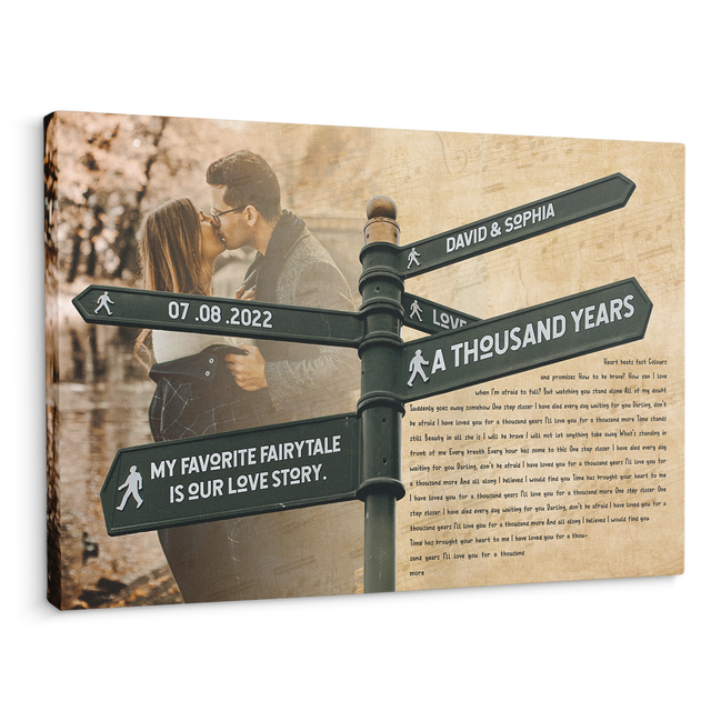 Custom Song Lyrics And Text, Street Sign, Upload Photo, Canvas Wall Art