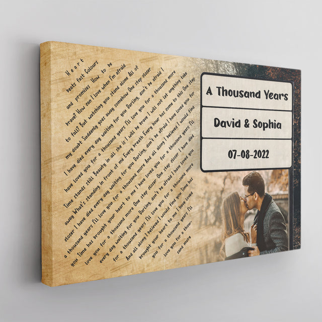 Custom Photo Song Lyrics, Vintage Style, Canvas Wall Art