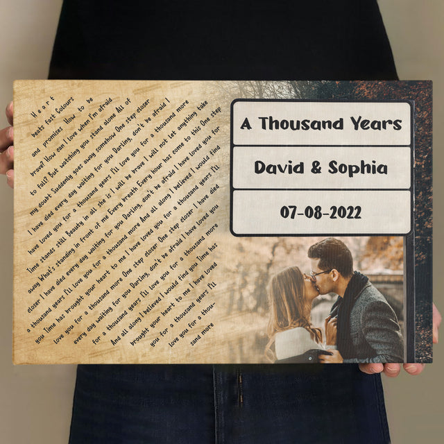 Custom Photo Song Lyrics, Vintage Style, Canvas Wall Art