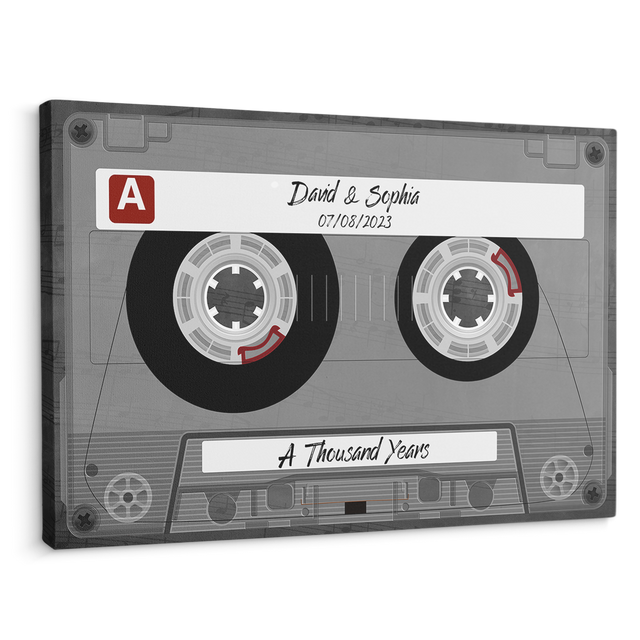 Custom Song Title, Customizable Name And Date, Cassette Tape Canvas Wall Art