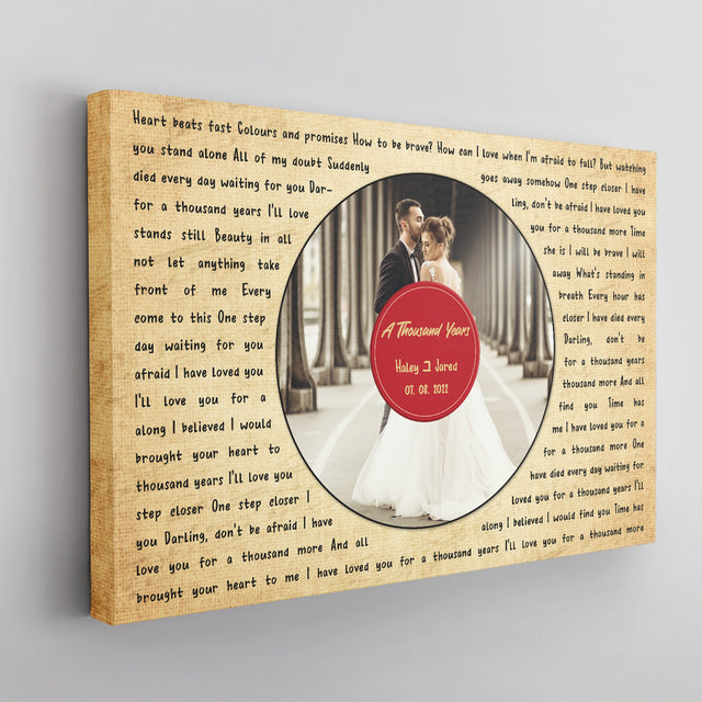 Custom Photo Song Lyrics, Vintage Vinyl, Canvas Wall Art