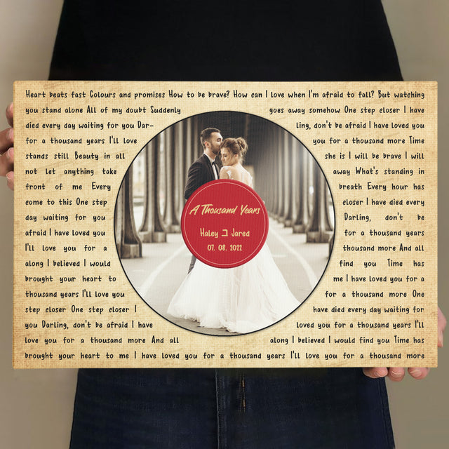 Custom Photo Song Lyrics, Vintage Vinyl, Canvas Wall Art