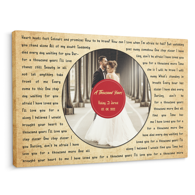 Custom Photo Song Lyrics, Vintage Vinyl, Canvas Wall Art