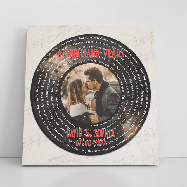 Custom Song Name Date Photo, Square Design, Art Canvas