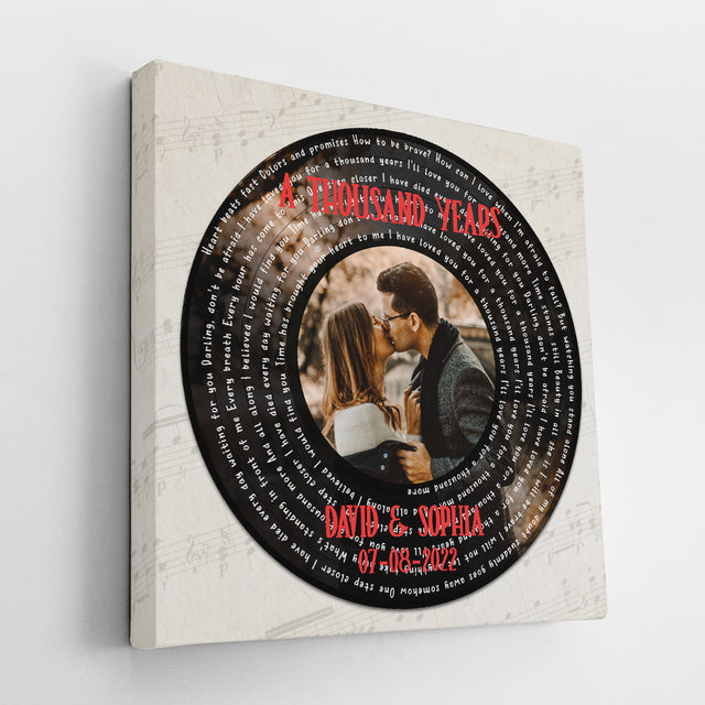 Custom Song Name Date Photo, Square Design, Art Canvas