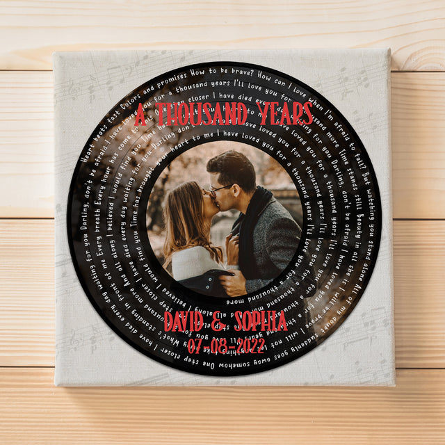 Custom Song Name Date Photo, Square Design, Art Canvas