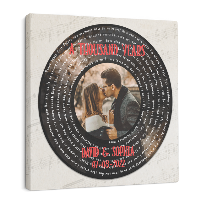 Custom Song Name Date Photo, Square Design, Art Canvas