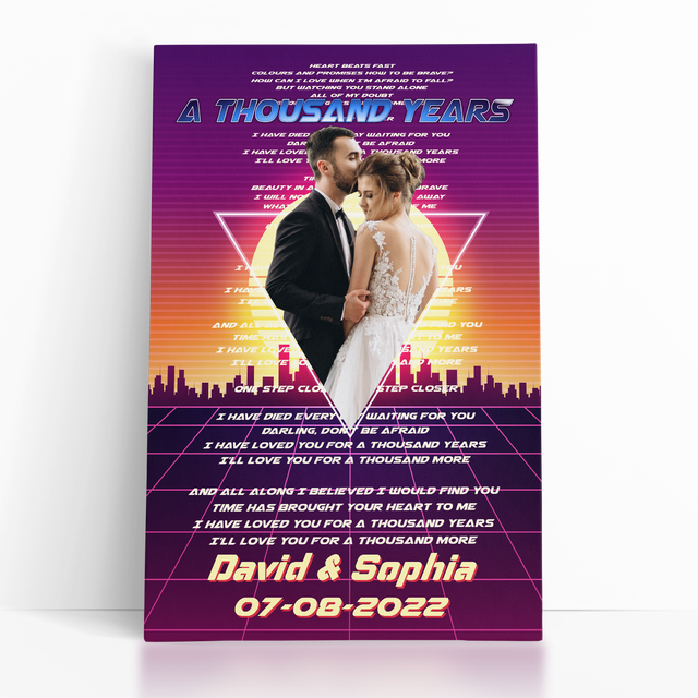 Custom Photo Name Date City Love Song Lyrics Canvas