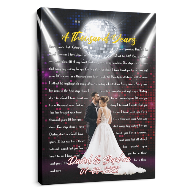 Custom Photo Name Date Night Disco Ball Song Lyrics Canvas