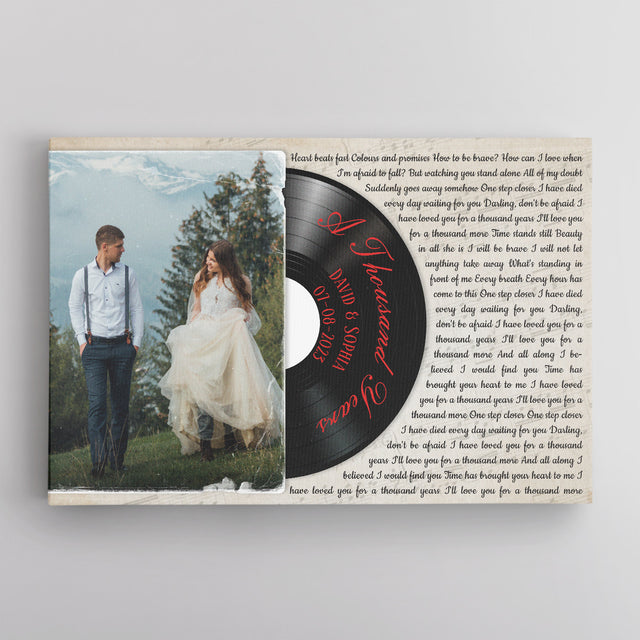Custom Photo Name Date, Song Lyrics Vinyl Record Canvas