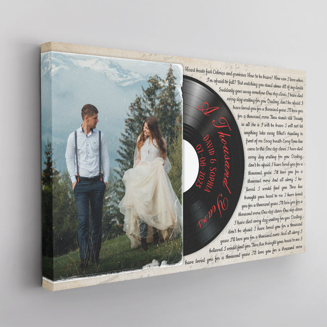 Custom Photo Name Date, Song Lyrics Vinyl Record Canvas