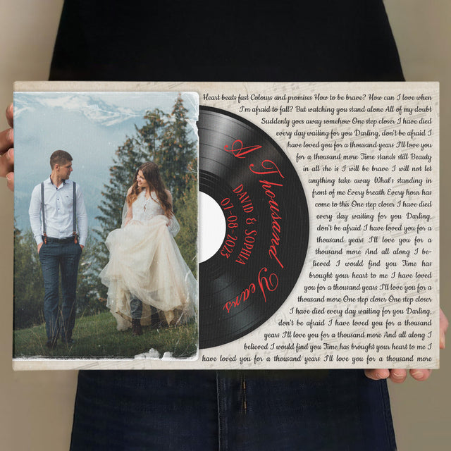 Custom Photo Name Date, Song Lyrics Vinyl Record Canvas